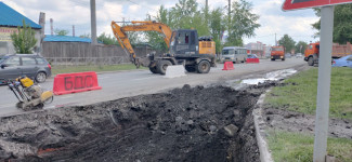 Ремонт дороги на перекрестке улиц Советская - Горького