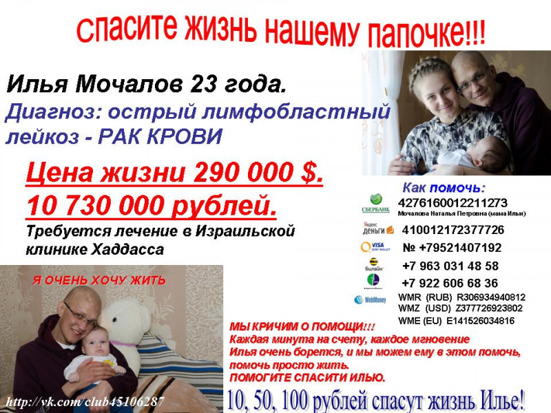СРОЧНО!!! Илье Мочалову нужна Ваша помощь