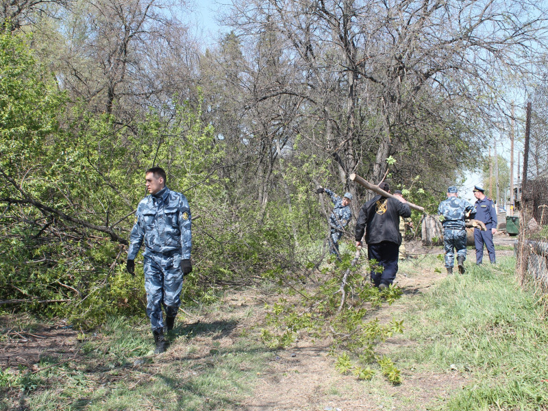 Сотрудники СИЗО-2 провели субботник на прилегающей территории