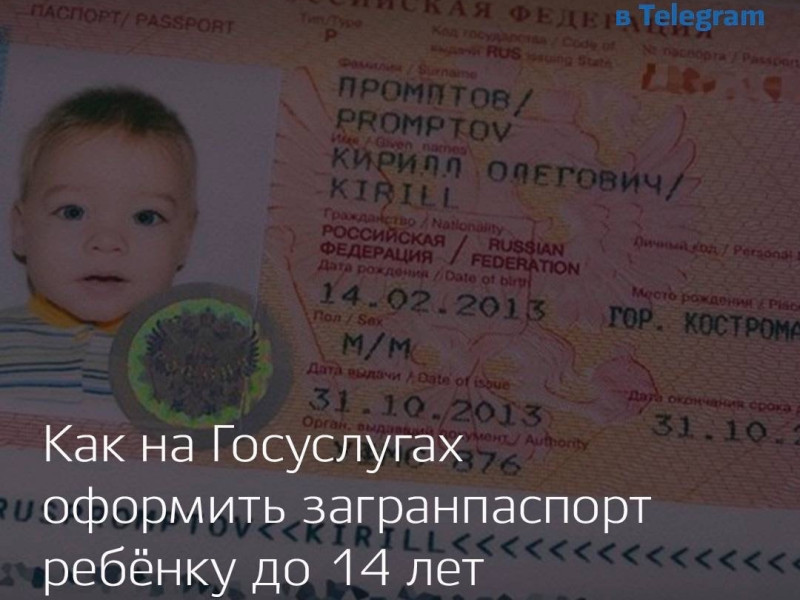 Как на Госуслугах оформить загранпаспорт ребёнку до 14 лет